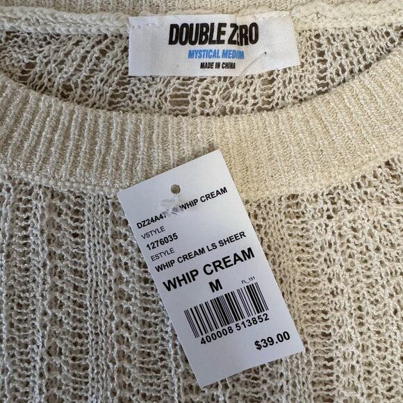 NWT - Double Zero Cream Open Knit Lightweight Sweater, Women’s M - Picture 8 of 9